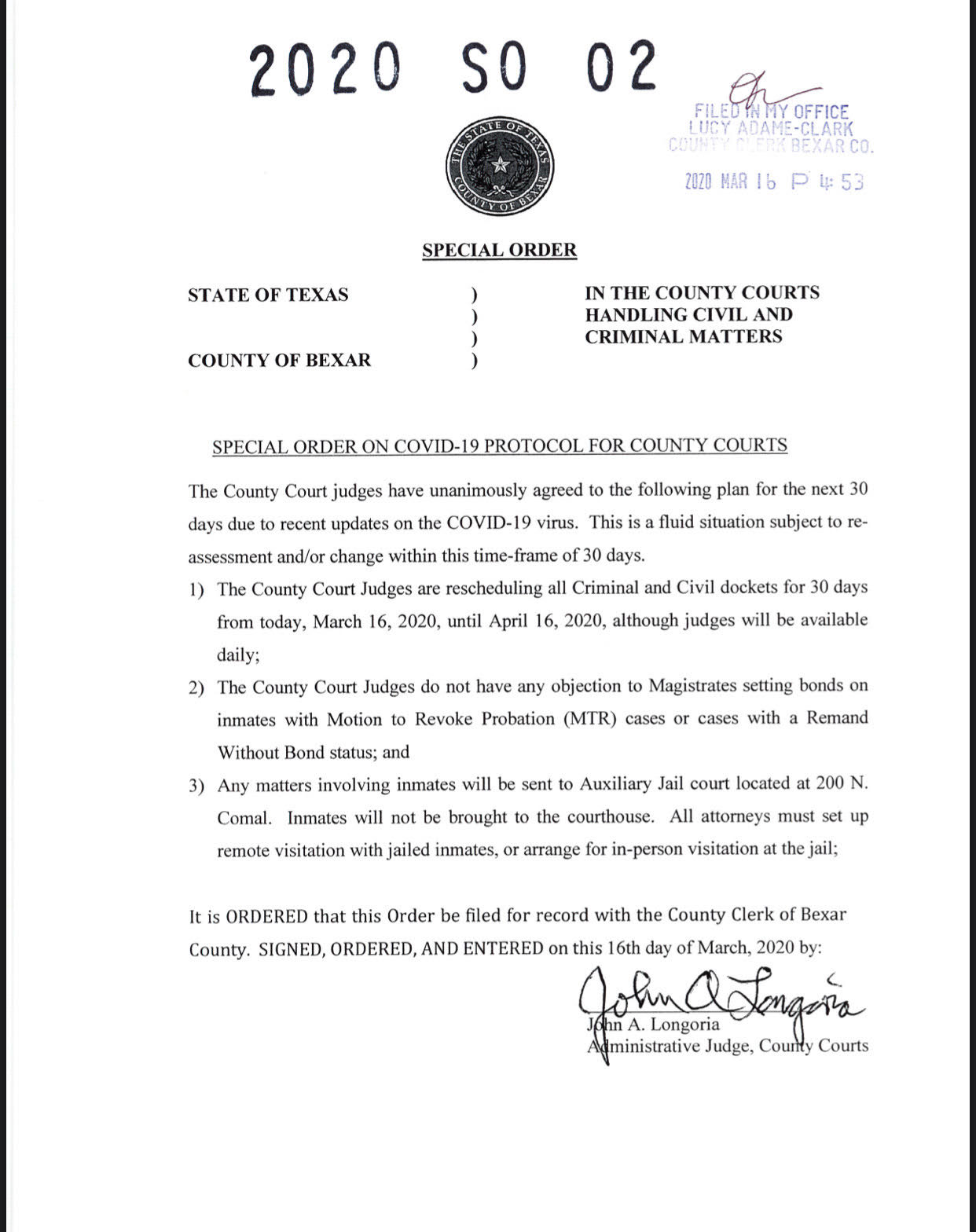 Order from County Courts