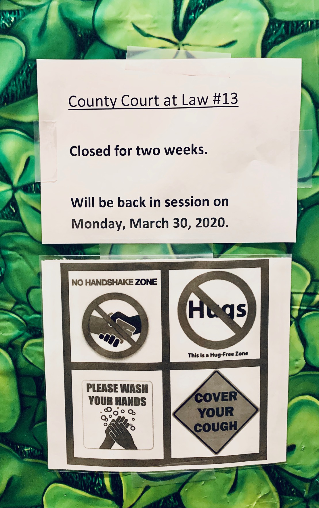 Bexar County court notice, March 2020